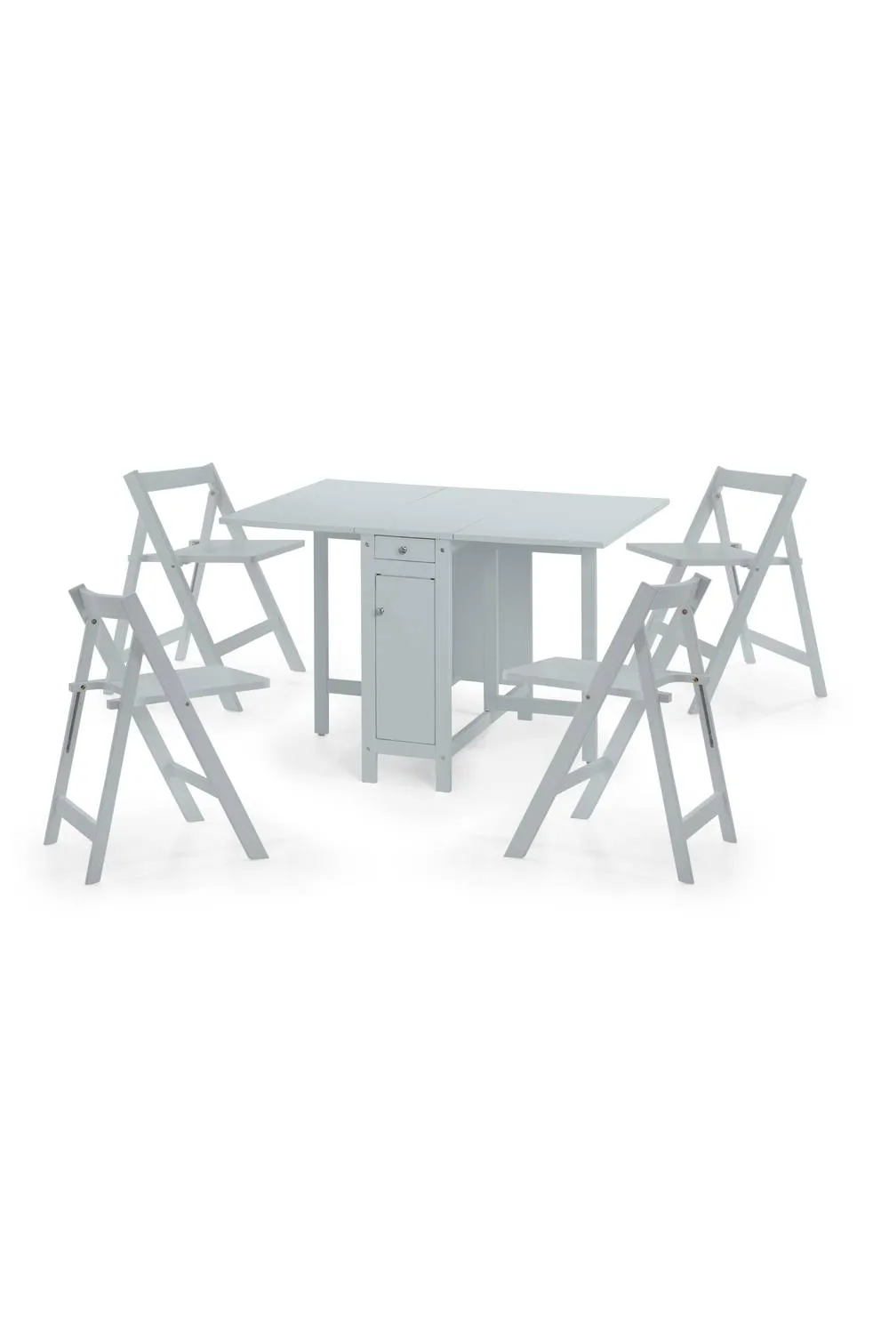 Julian Bowen Savoy 4 Seater Drop Leaf Gateleg Dining Set with Folding Chairs in Light Grey 2