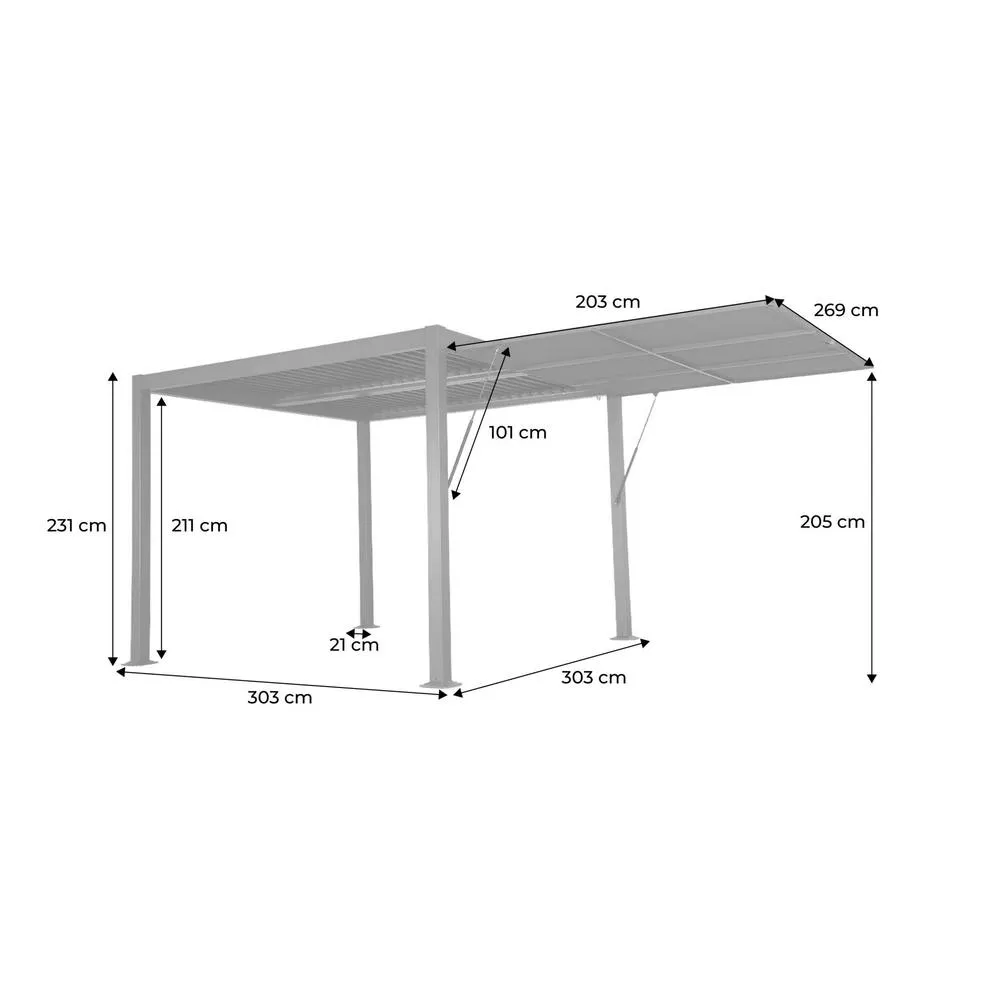 sweeek Louvered pergola 3x3m & 3m awning in Dark Grey 5