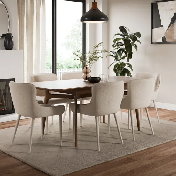 Montreal Set of 2 Fully Upholstered Dining Chairs, Fabric 2