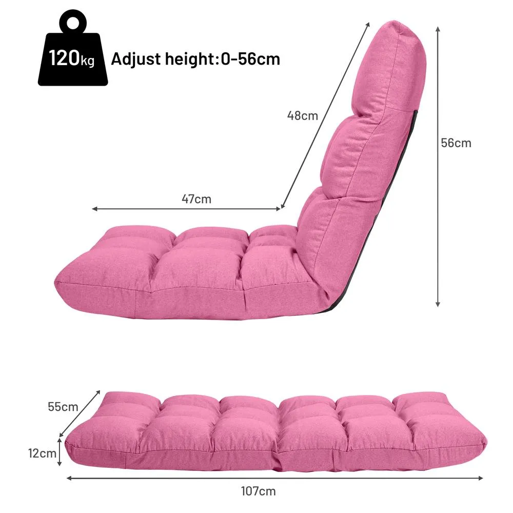 Costway 14-Position Adjustable Floor Chair Folding Video Gaming Sofa Chair in Pink 2