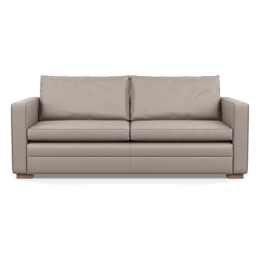 Heal's Palermo 3 Seater Sofa Leather Grain Light Grey 060 Walnut Feet 1