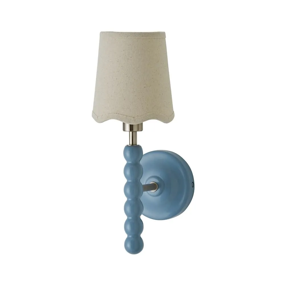 ValueLights Bobbins Pastel Bobble Wall Light & Natural Linen Trim Lamp Shade in Pale Blue 6