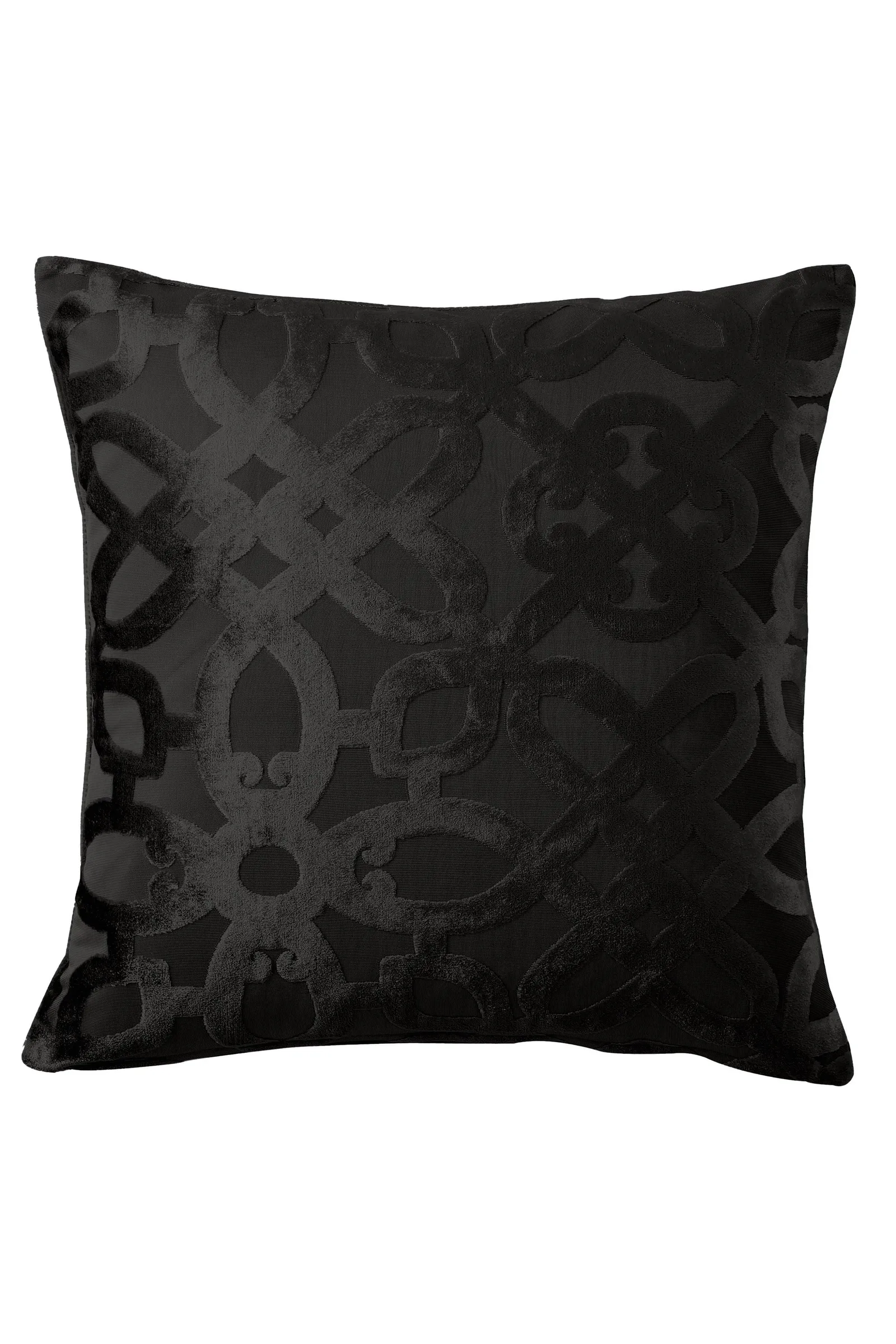 Catherine Lansfield 'Lattice Cut Velvet' Cushion in Black 3