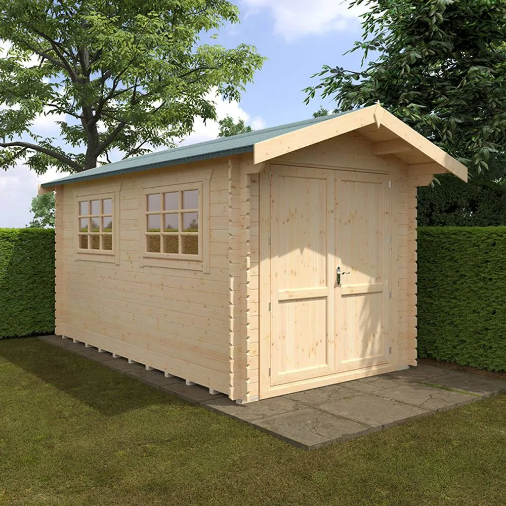 Buttercup Farm 14x8 The Marlborough 28mm Cabin - L415 x W235 x H251.3 cm in Natural 2