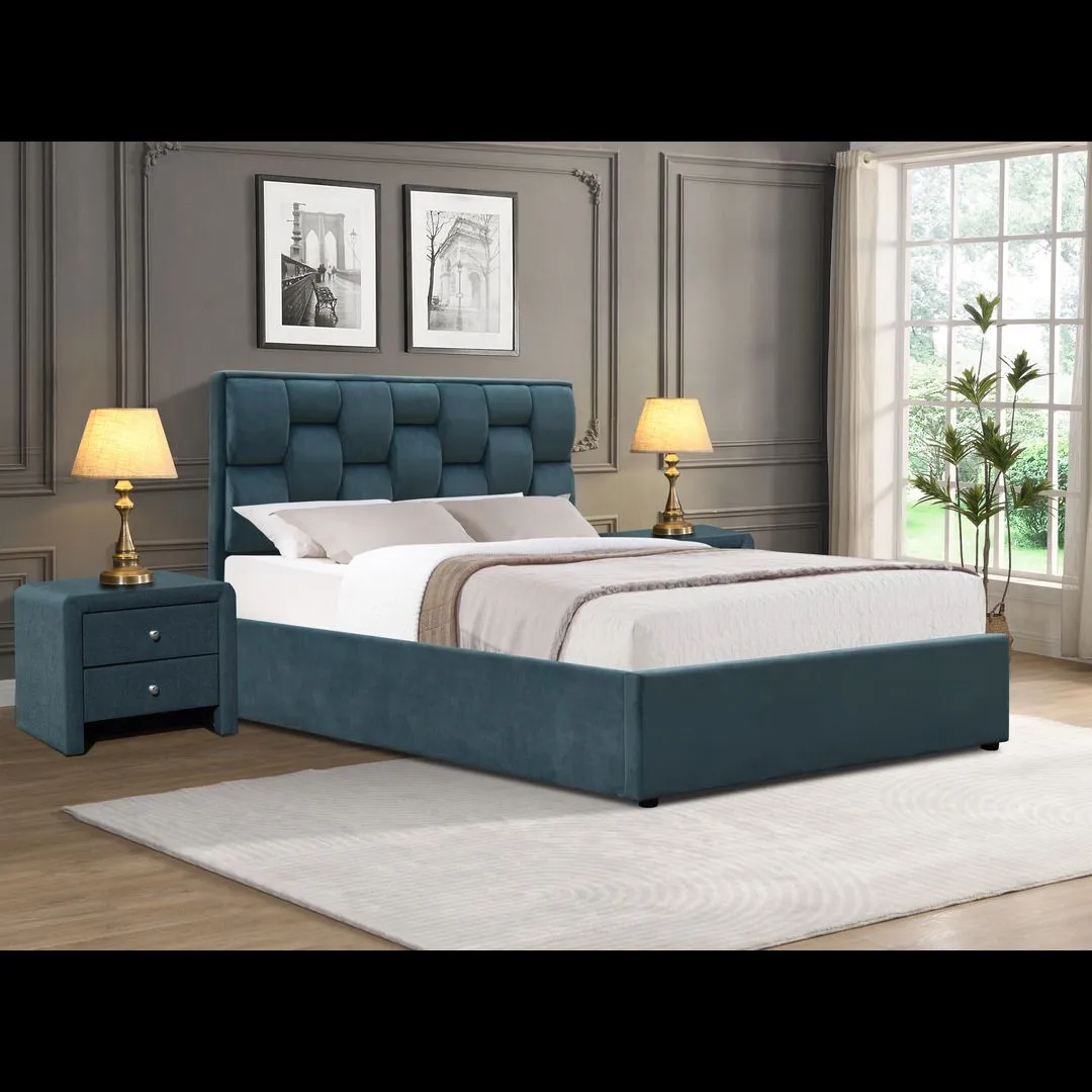 Comfy Living Ltd Plush Velvet Upholstered Bedframe in Duck Egg Blue 1