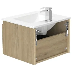 Newland Natural Oak Basin Unit Single Drawer Suspended - 500mm 2