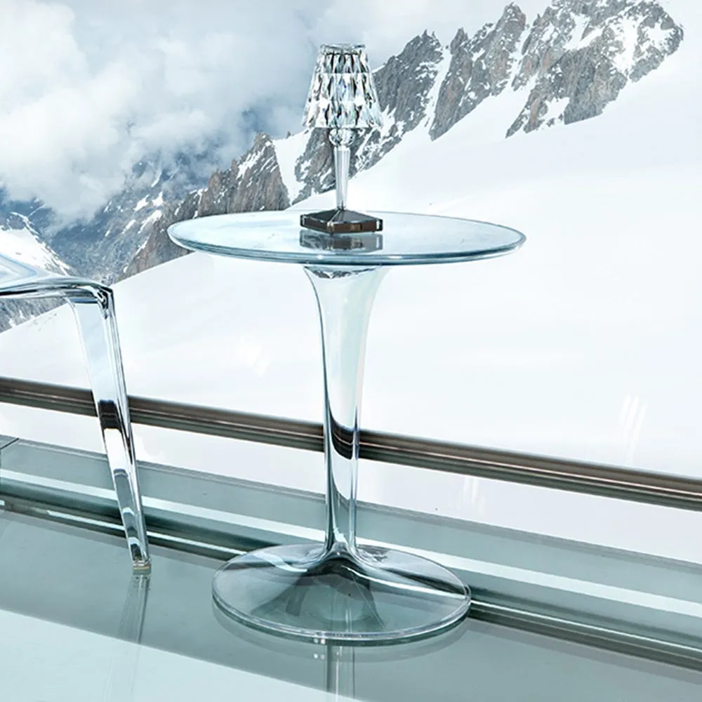 Kartell Tip Top Side Table Transparent Base White Top 4