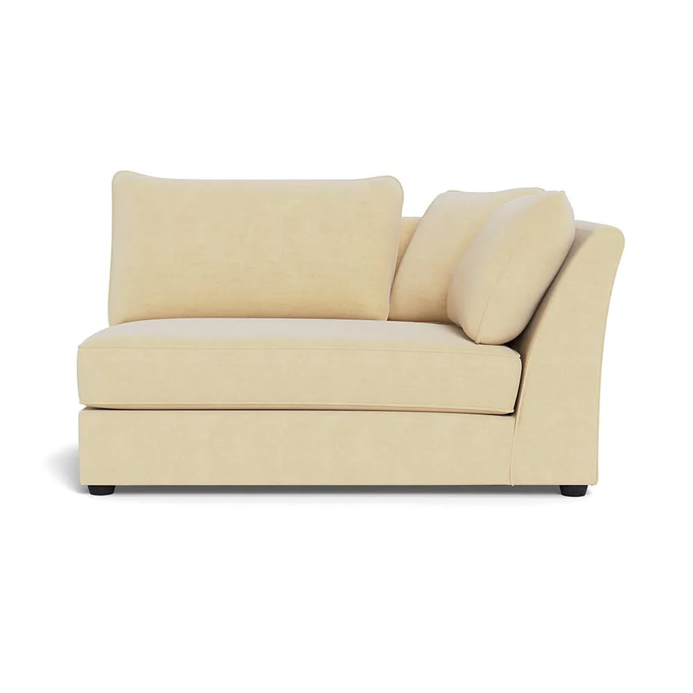 Heal's Tailor Large Curved Right Hand Facing Corner Unit Smart Luxe Velvet Biscuit Black Feet