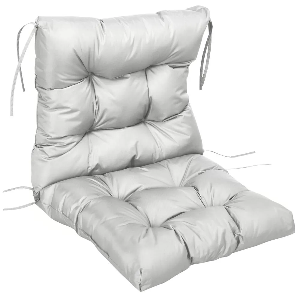 OUTSUNNY Garden Back Chair Cushion Patio Seat Cushion Pad for Outdoor & Indoor Use in Light Grey