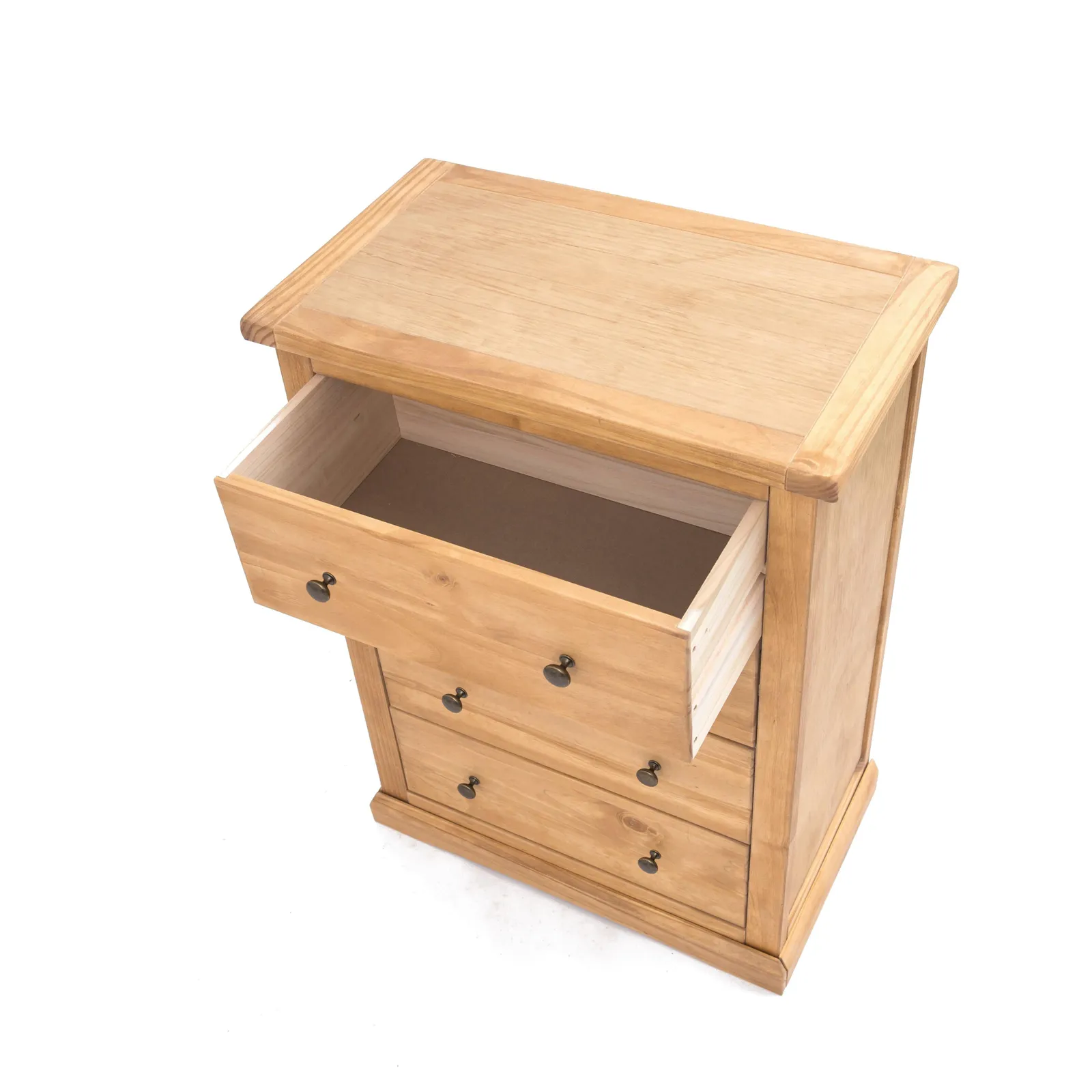 Cabinet Bits Lucca 4 Drawer Chest of Drawers Brass Knob in Light Brown 4