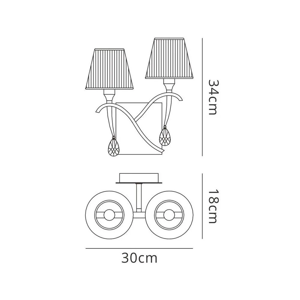 Netlighting Siena Wall Lamp Brass 2 Light E14 Amber Cream Shades Crystal in Yellow 2