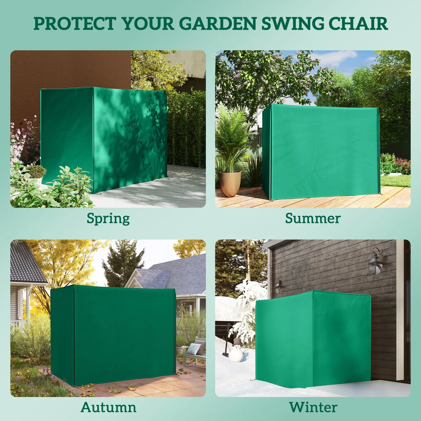 OUTSUNNY 3 Seater Garden Swing Cover, Windproof & Anti-UV, Green 4