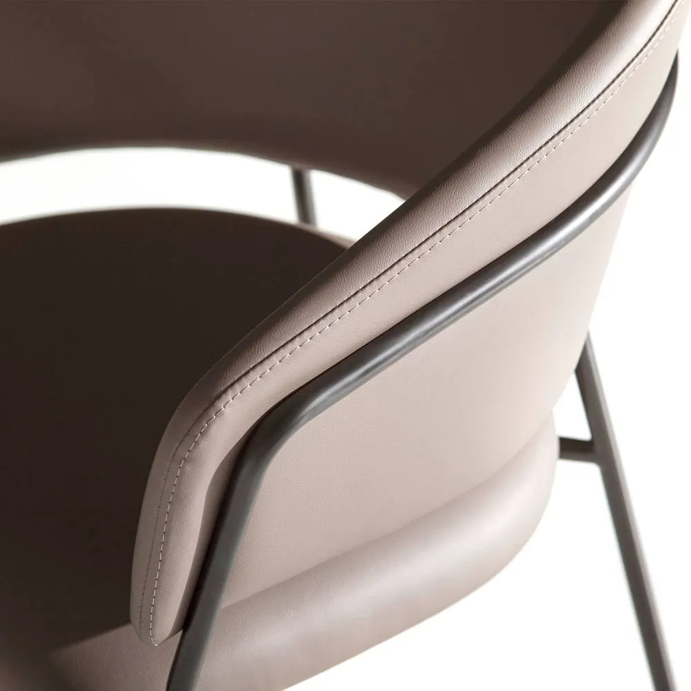 Angel Cerda Dark Mink Leatherette Dining Chair with Armrests in Fawn 5