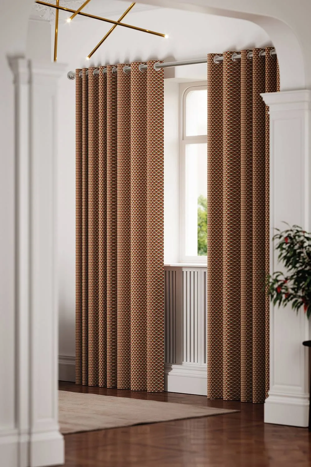 Ted Baker 'Palm Geo' Cotton Lined Curtains in Copper 5