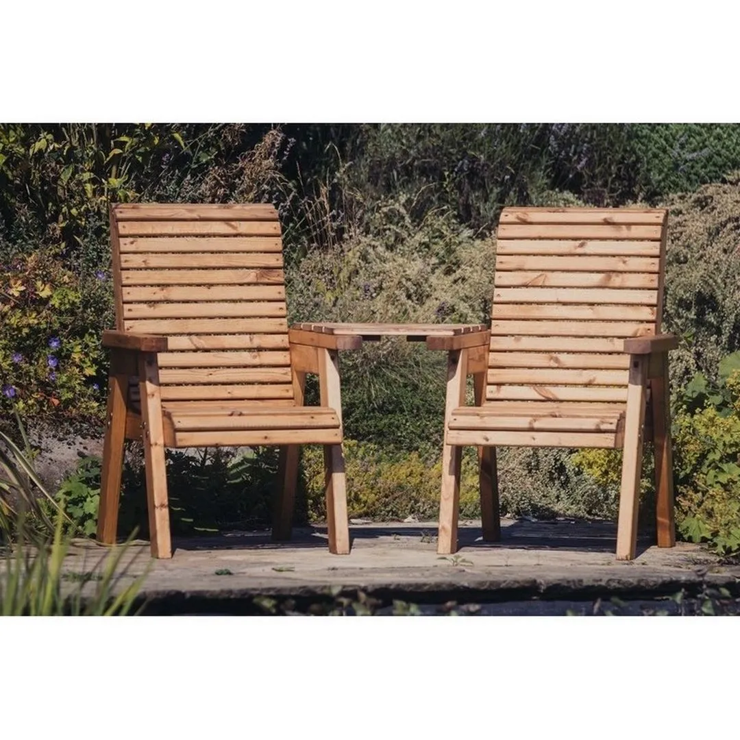 Churnet Valley Garden Furniture Ltd Valley Love Seat Angled - Timber - Flat Pack - Partially Assembled in Brown 4