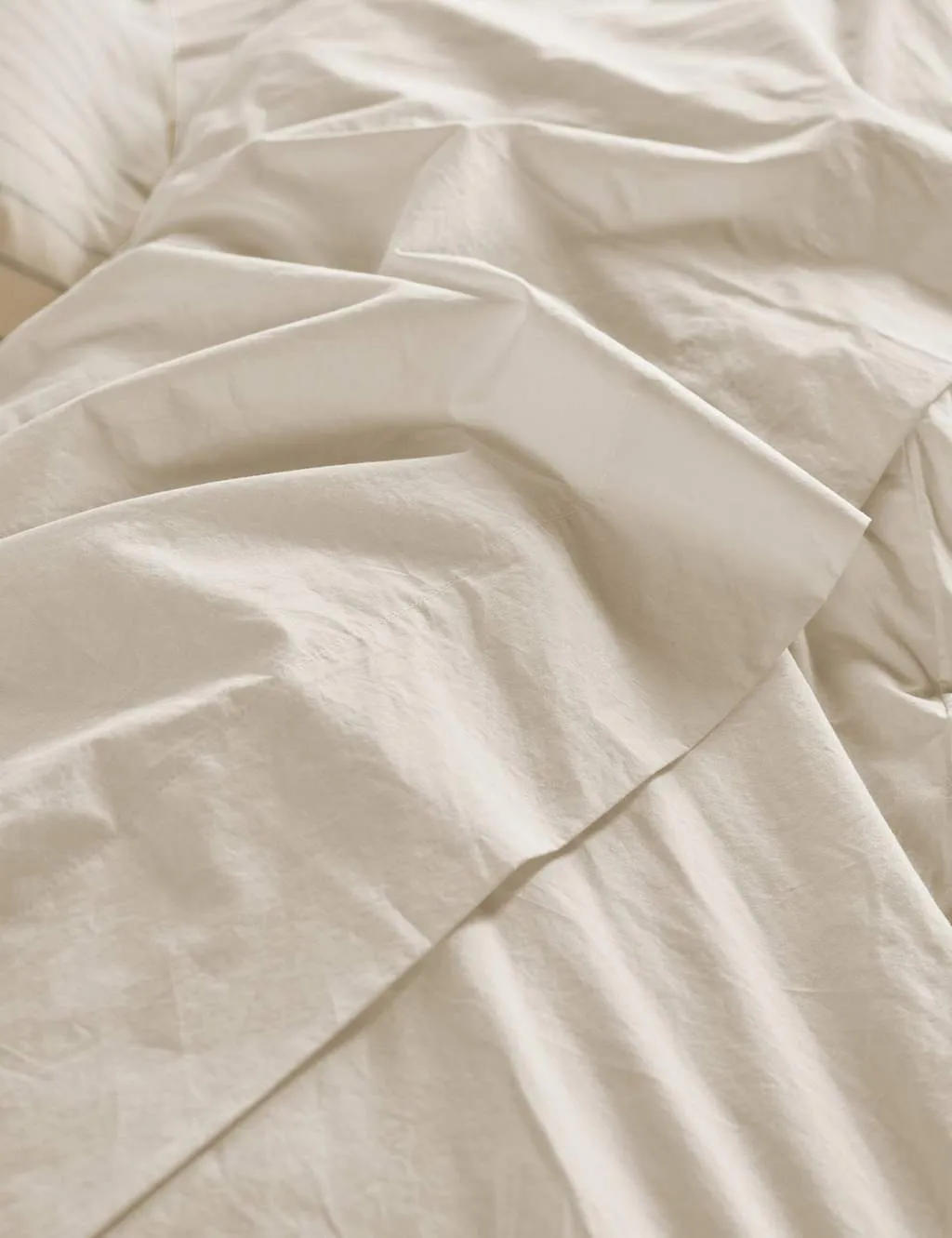 Piglet In Bed Pure Washed Cotton Percale Flat Sheet Cream