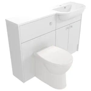Deccado Benham Bright White Right Hand 1200mm Slimline Fitted Vanity & Toilet Pan Unit Combination with Right Hand Basin 2