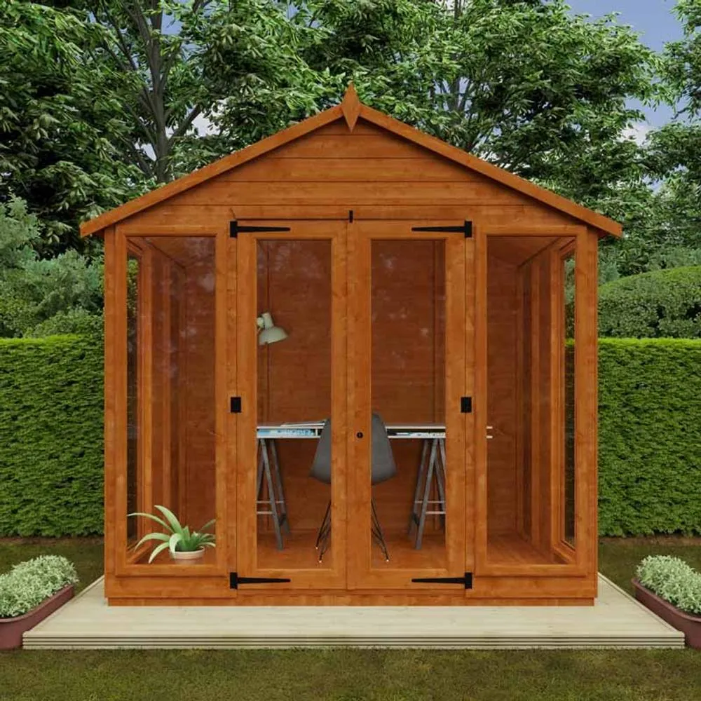 Buttercup Farm 6x8 Feet Contemporary Summerhouse 12mm Shed - L175xW235xH243.7 cm in Burnt Orange 2