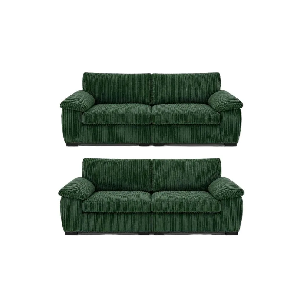 Bliss Furniture Amalfi 3+2 Seater Sofa Set in Green Fabric with Memory Foam Seating