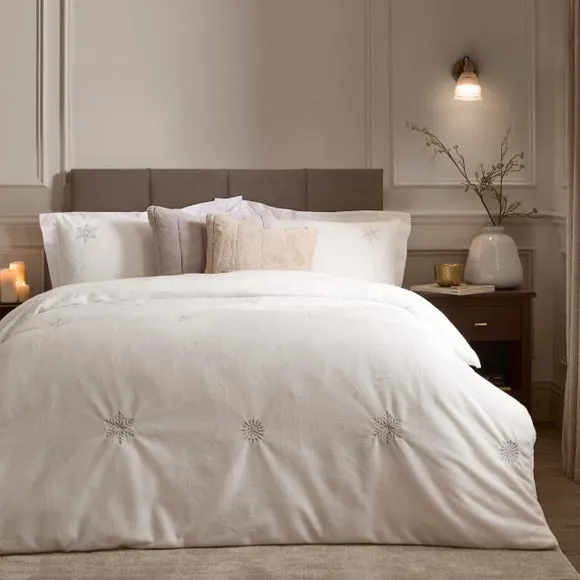 Paoletti Frosted Snowflake Duvet Cover & Pillowcase Set