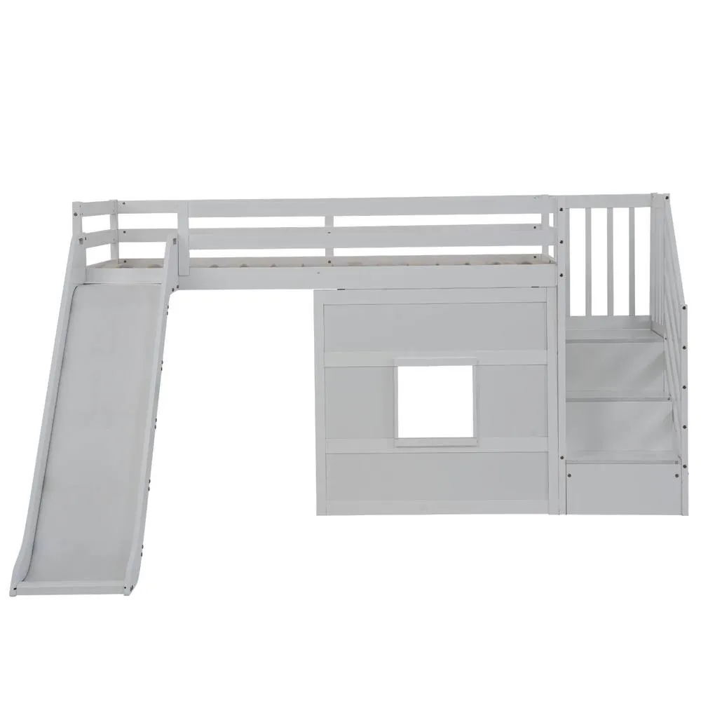 Nöa and Nani Kasja Staircase Midsleeper Cabin Bed with Window & Slide in White 2
