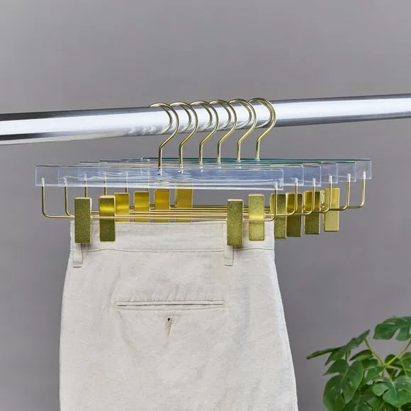 Set of 6 Crystal Acrylic Trouser Hangers