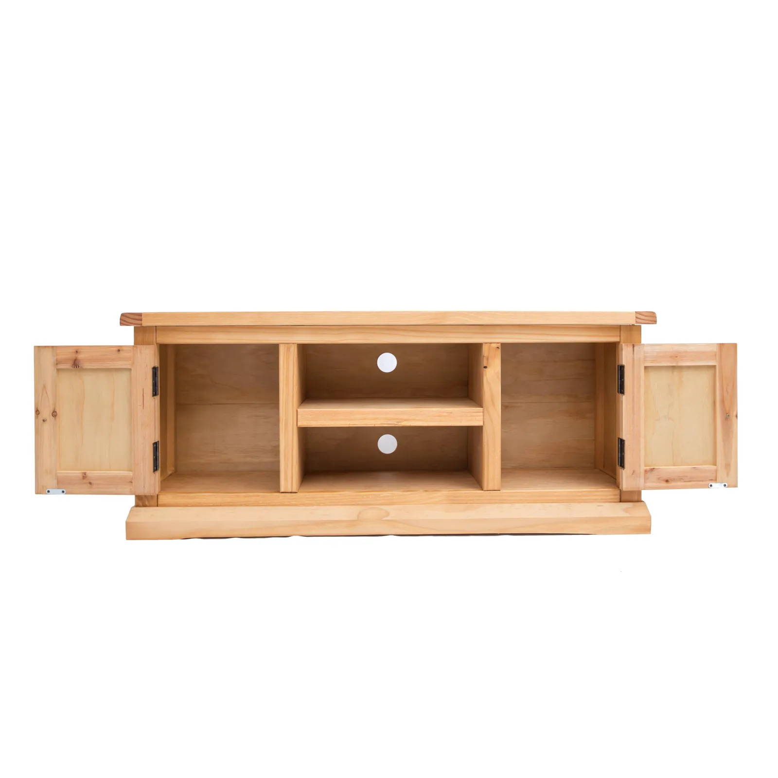 Cabinet Bits Lucca Waxed 2 Door TV Cabinet Wood Knob in Light Brown 4