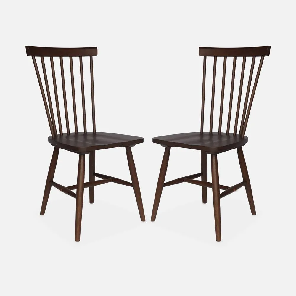 sweeek Pair Of Wooden Dining Chairs in Dark Brown 2