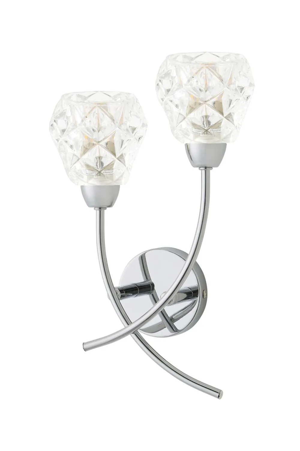 ValueLights Astley Chrome 2 Way Crystal Shade Wall Light with Bulbs in Metallic Silver 6