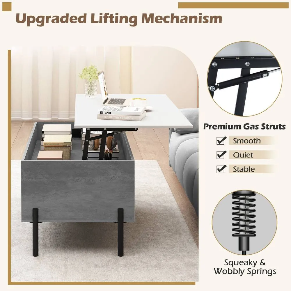 Costway Lift Top Coffee Table Central Table w/Lifting Tabletop-Grey in Grey 3