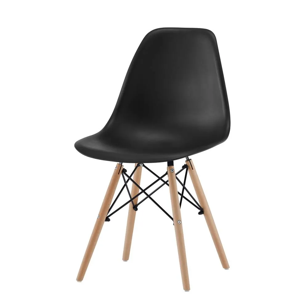 Comfy Living Ltd 5 Piece Dining Set With Round White Wooden Top & 4 Black Chairs With Metal Detailing 6