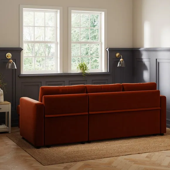 Barker Velvet Trundle Corner Chaise Sofa Bed 3