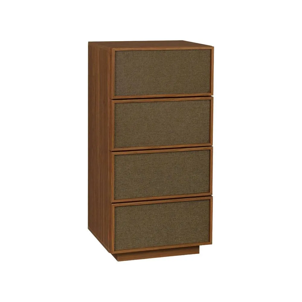 sweeek Tallboy chest of 4 drawers wood decor & fabric in Dark Brown 2