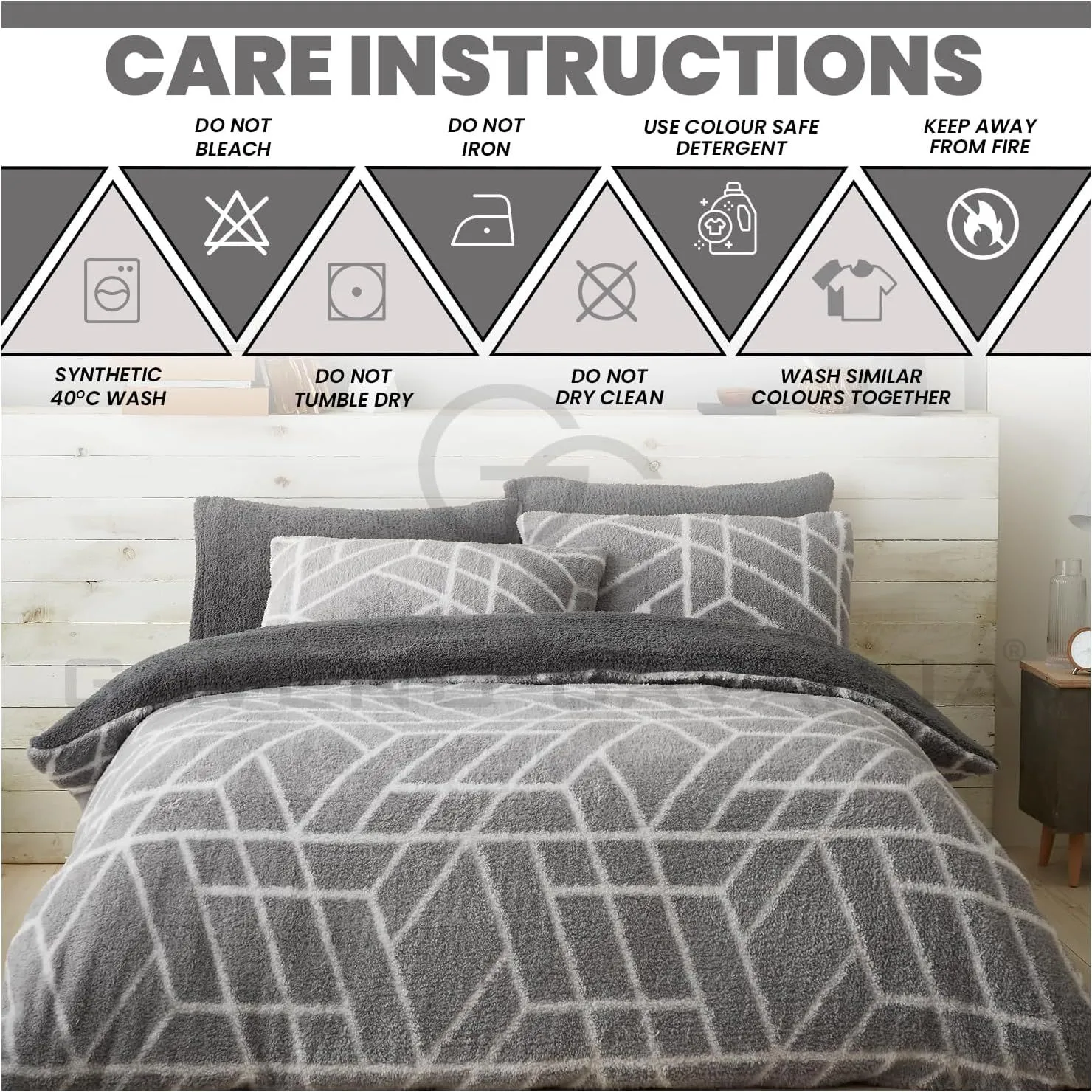 GAVENO CAVAILIA Ely Geo Printed Duvet Cover in Grey 5