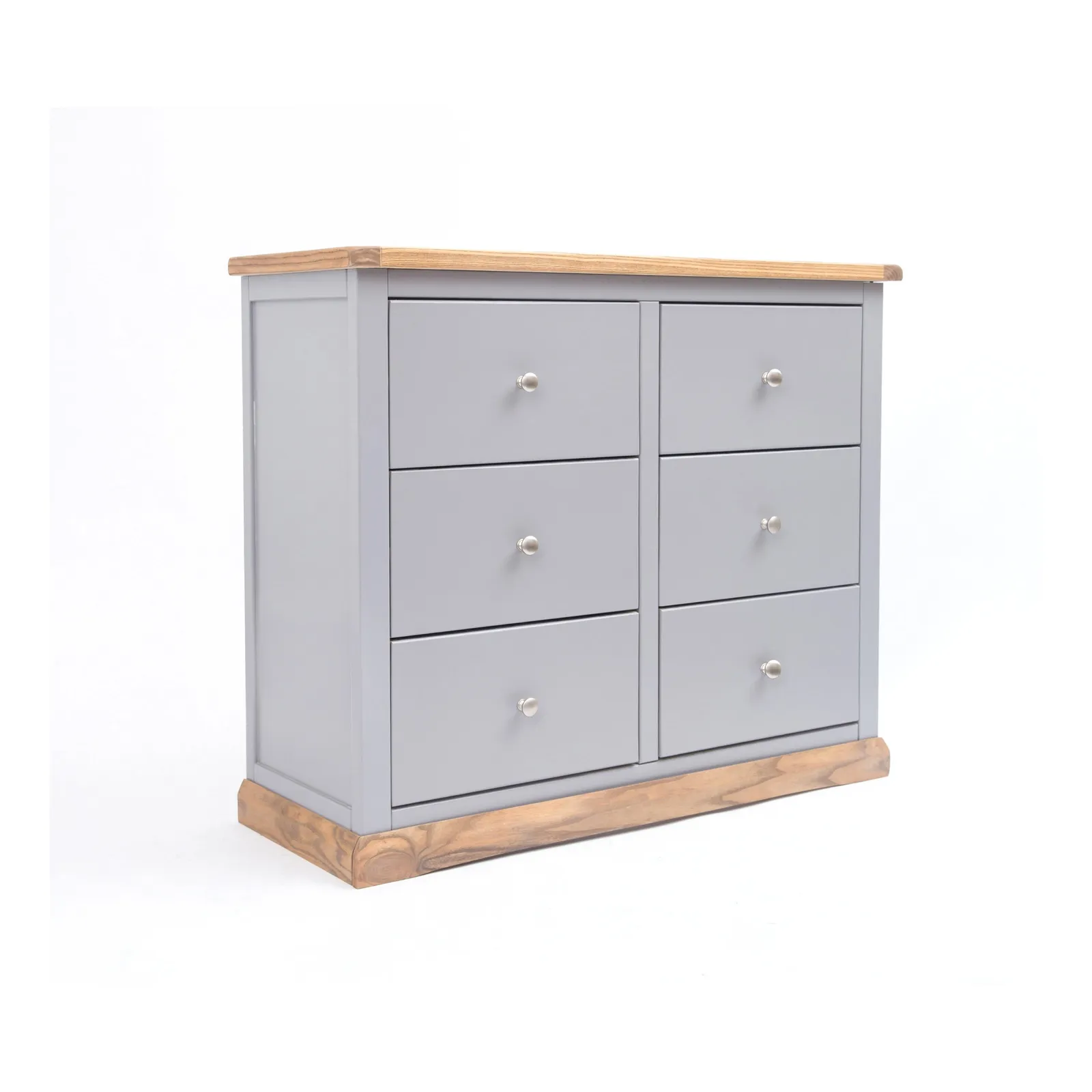 Cabinet Bits Biccari 6 Drawer Chest of Drawers Chrome Knob in Grey 2