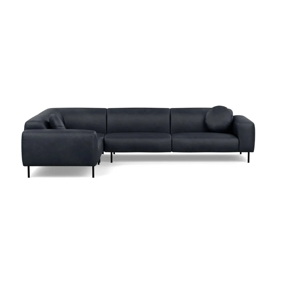 Heal's Luna Medium Left Hand Facing Corner Sofa Luxury Leather Anthracite