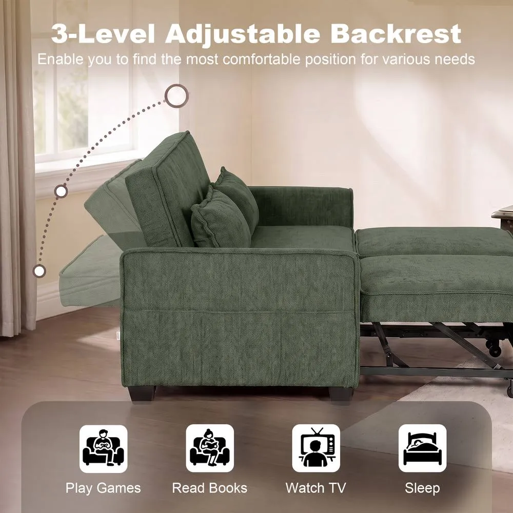 HOMCOM Sofa Bed, 4-in-1 Convertible Pull Out Sleeper Sofa in Dark Green 5