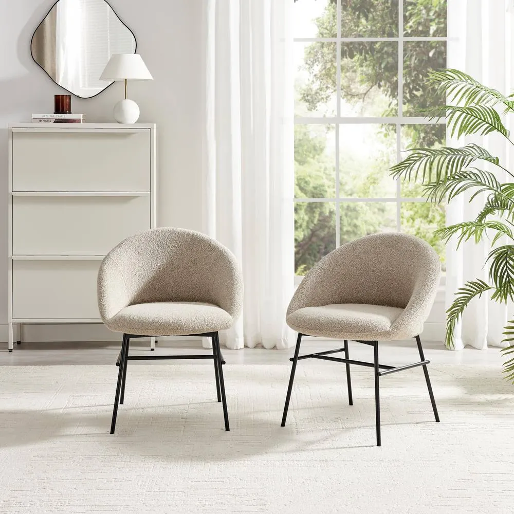 FurnitureboxUK 2x Nella Beige Fabric Dining Chairs 2