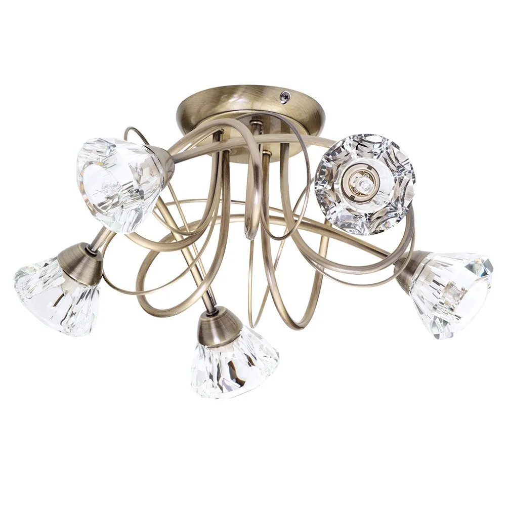 Marianne Flush Ceiling Light, Antique Brass