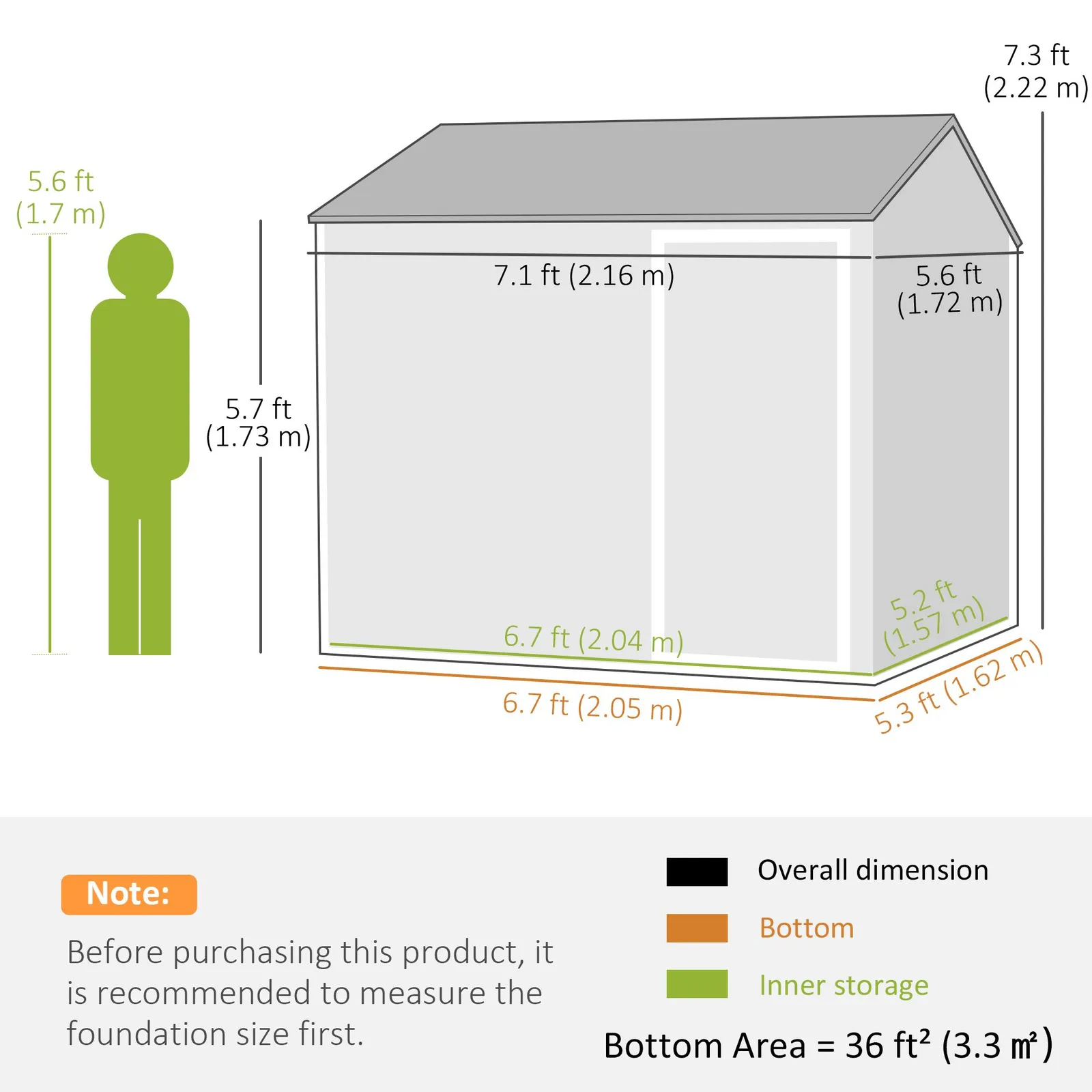 OUTSUNNY 7 x 6 ft Metal Garden Shed Outdoor Storage Shed with Doors Window Sloped Roof, Dark Grey 3