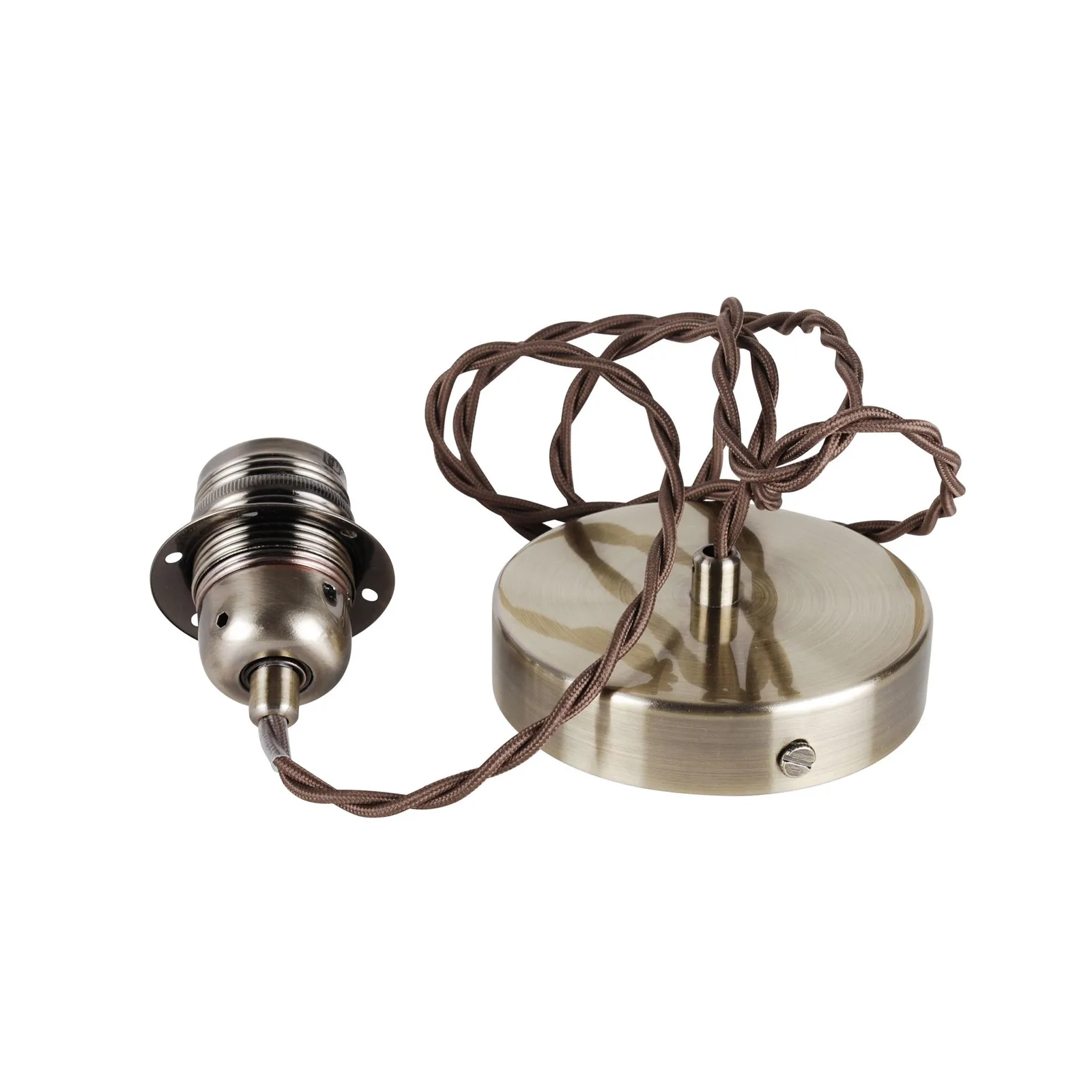 Charlie Antique Brass Twisted Flex Ceiling Fitting Bronze
