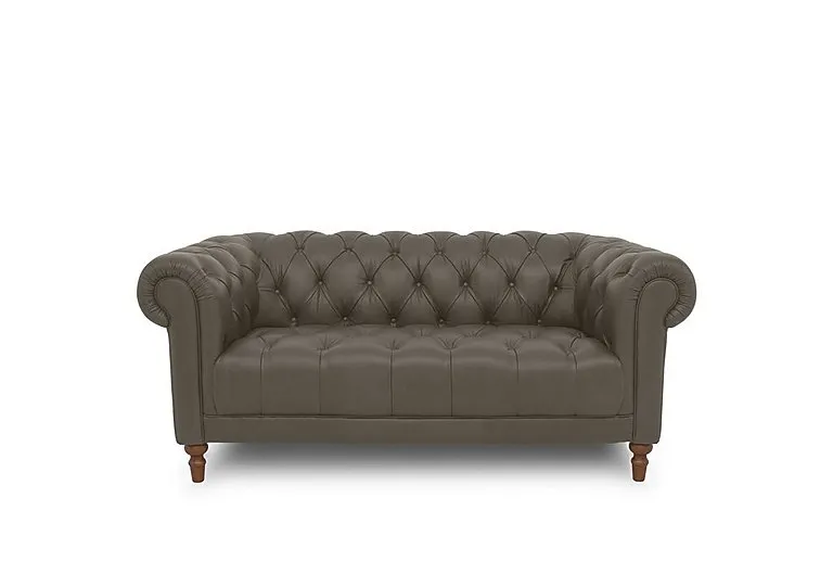 Columbus Leather 2 Seater Sofa with Wooden Feet