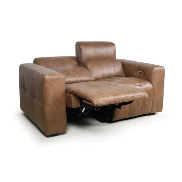 Akari Quilted Faux Leather Power Recliner 2 Seater Sofa 5