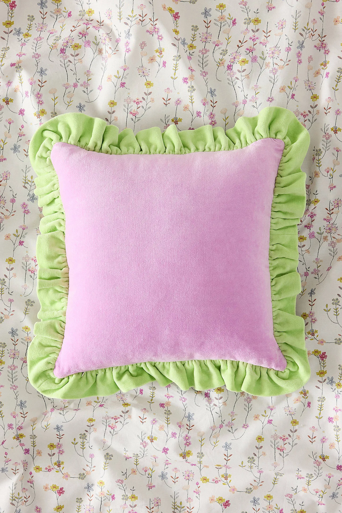 Lilac Contrast Ruffle Cushion - Lilac