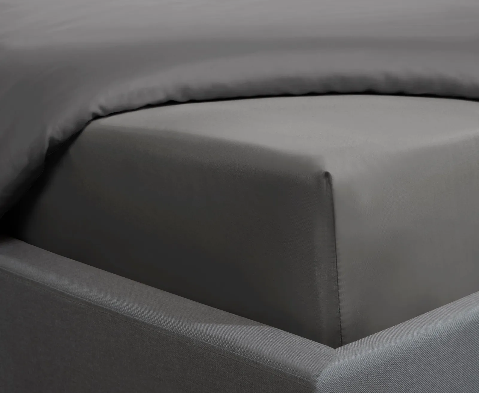 Smart Living Luxurious 300 Thread Count 100% Cotton Sateen Anti-Allergy Fitted Sheet in Charcoal 1