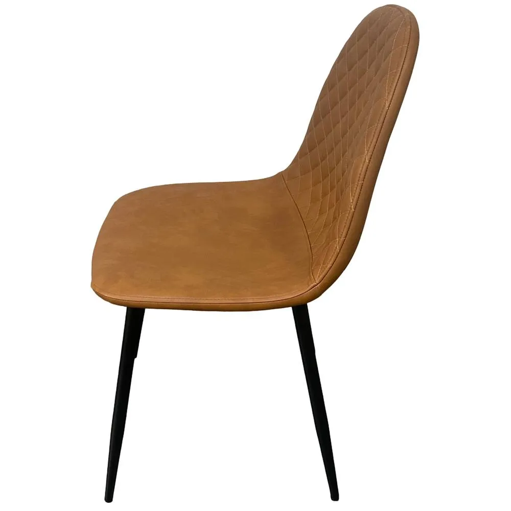 IH Design Corona Leather Steel Legs Dining Chairs (Set of 4) in Tan 4