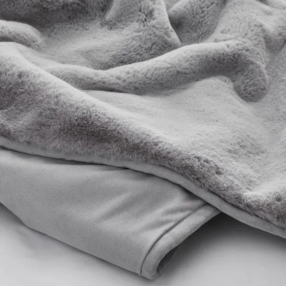 Dorma Purity Faux Fur Grey Bedspread 4