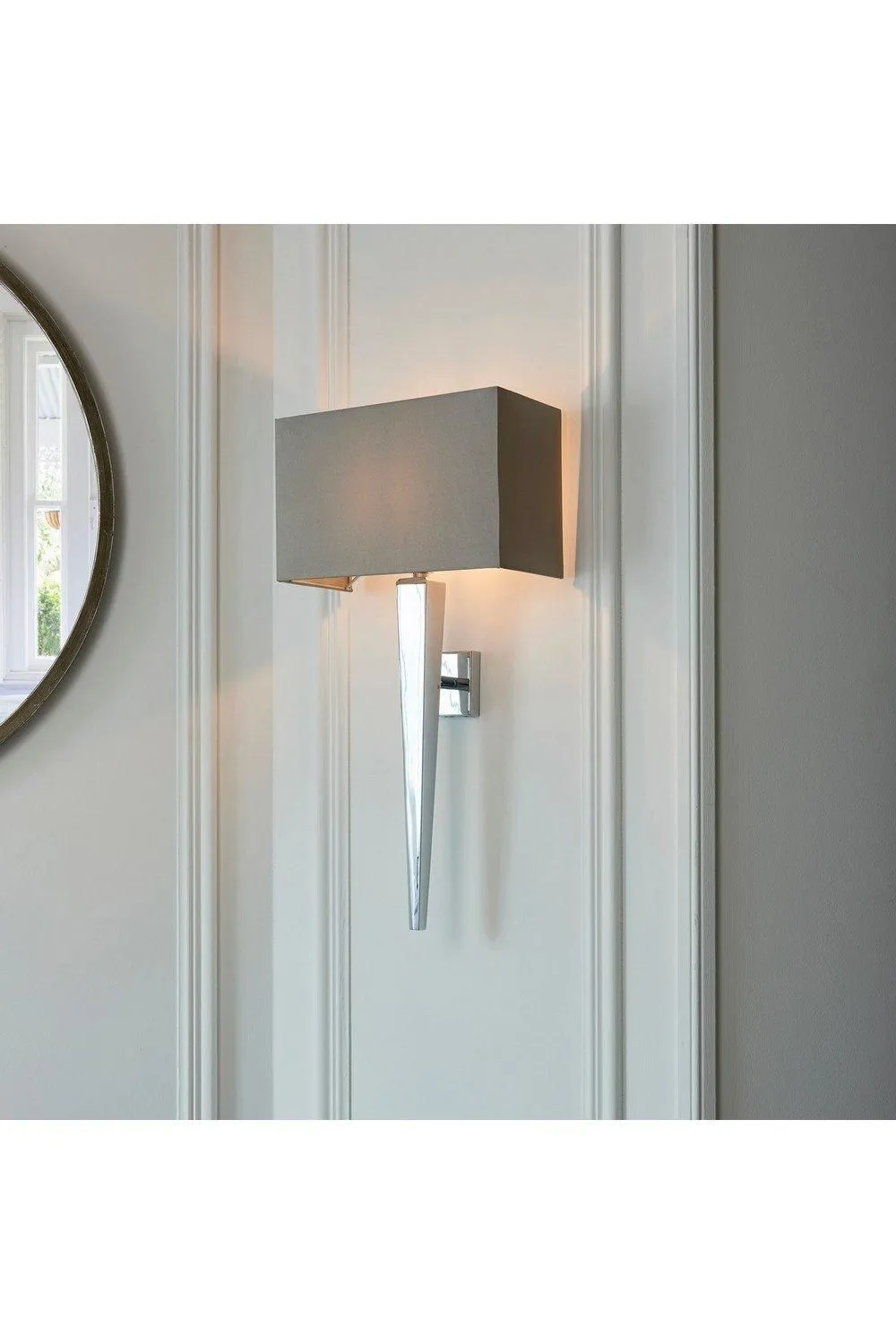 Netlighting Moreto 1 Light Indoor Wall Light Chrome with Grey Silk Effect Shade B22 2