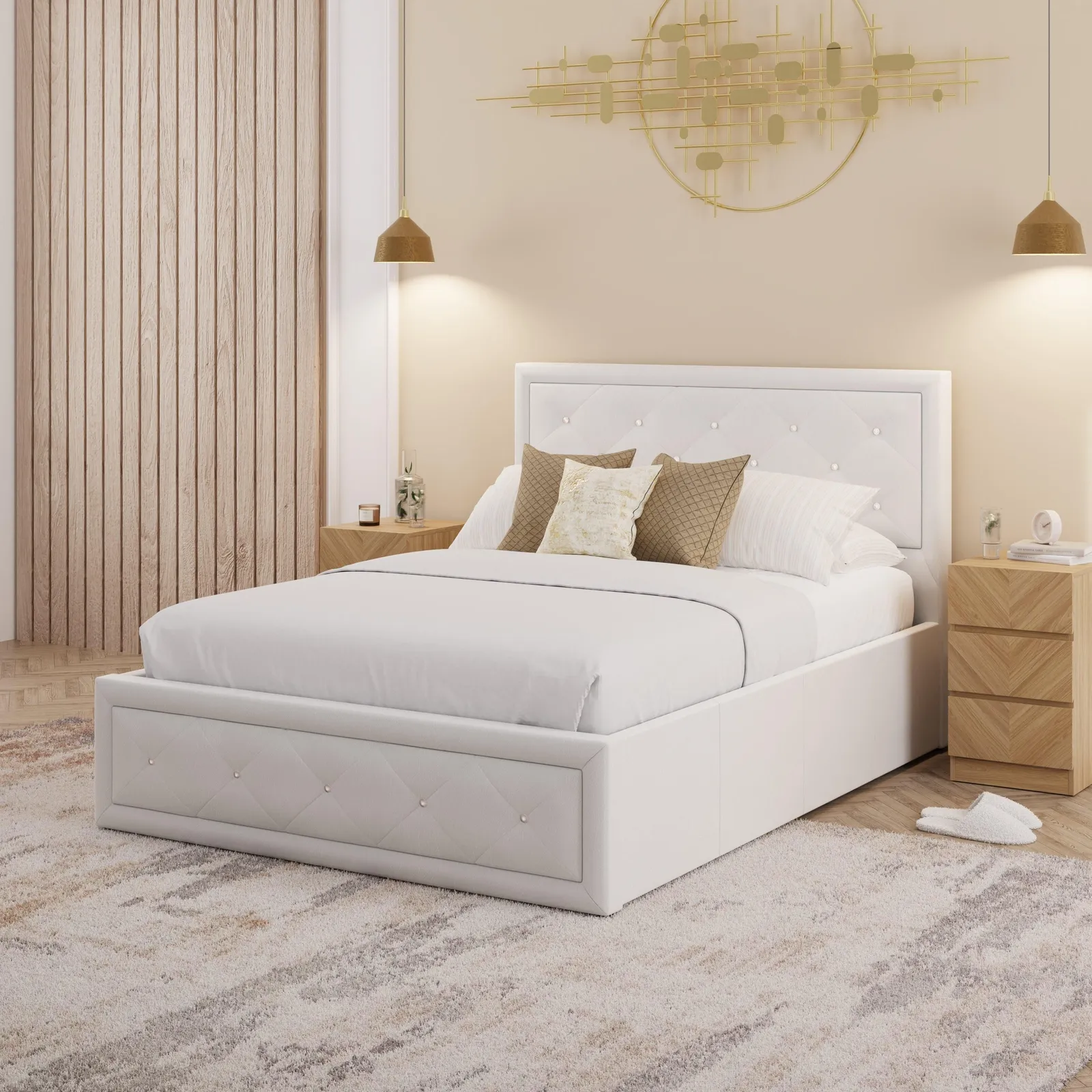GFW Hollywood Ottoman Storage Bed in White
