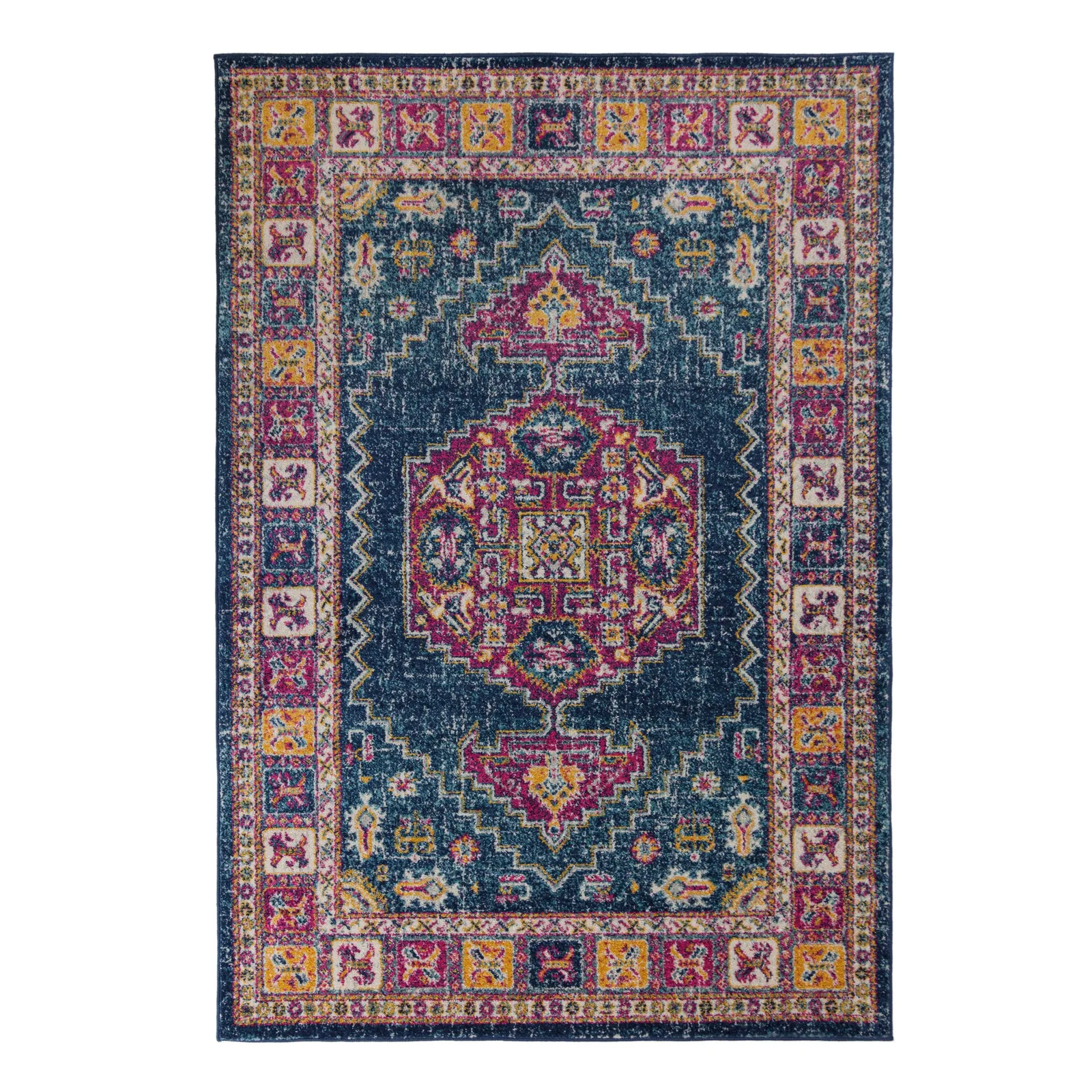 Urban Traditional Rug Pink, Blue and Yellow
